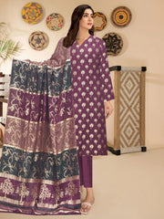 Annaya's Plum Jacquard Broshia 3pc Lawn