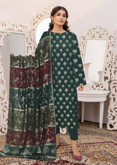 Annaya's Green Jacquard Broshia 3pc Lawn