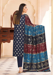 Annaya's Navy Jacquard Broshia 3pc Lawn